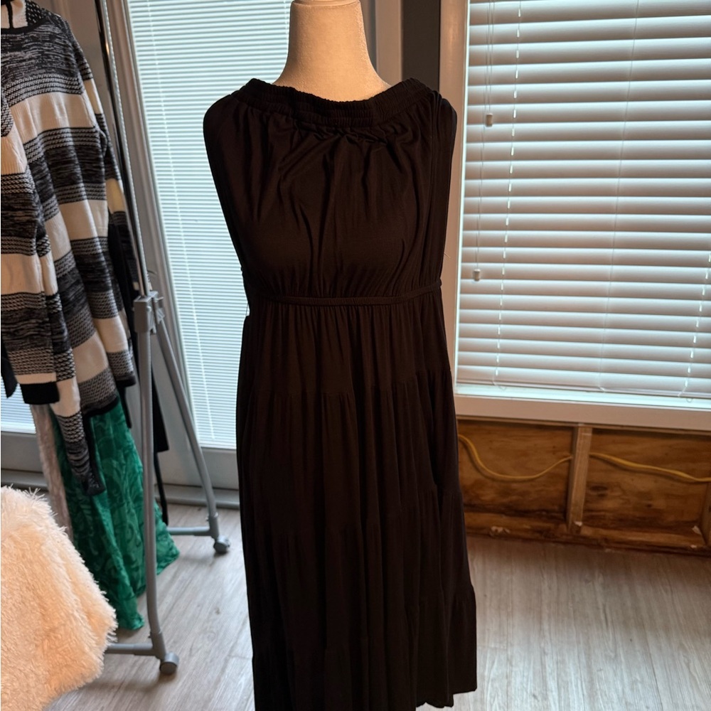 La Blanca Black Sleeveless Sheath Maxi Dress
